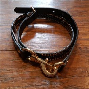 Rebecca minkoff black and gold leather belt